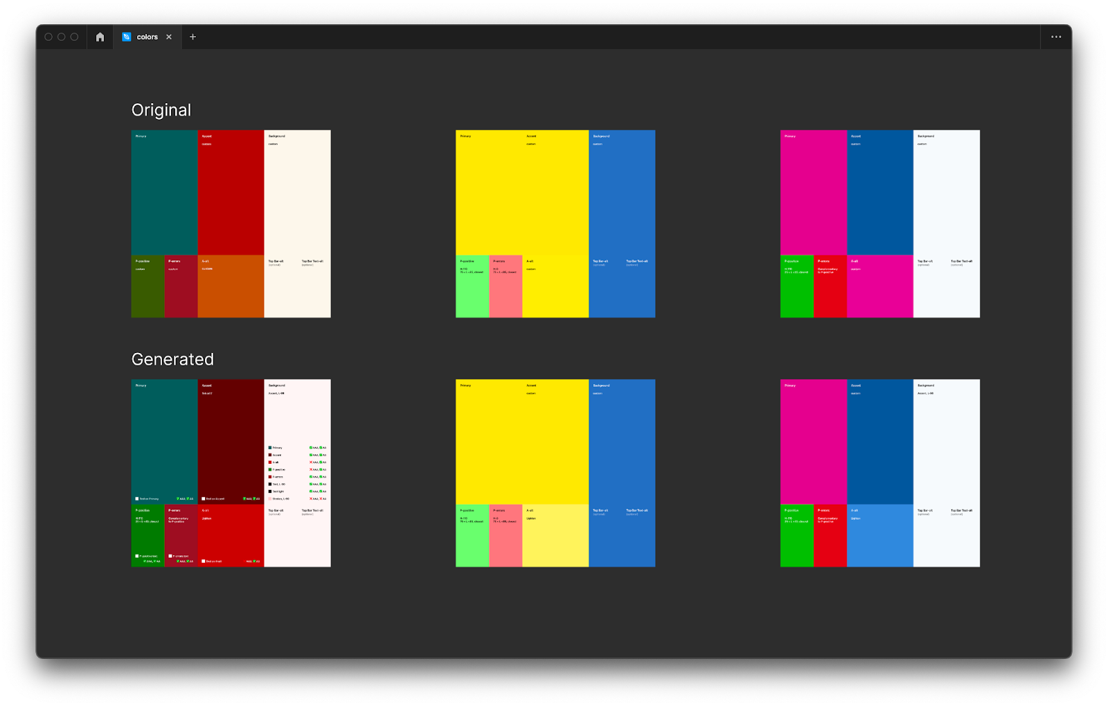 figma screenshot, color palettes