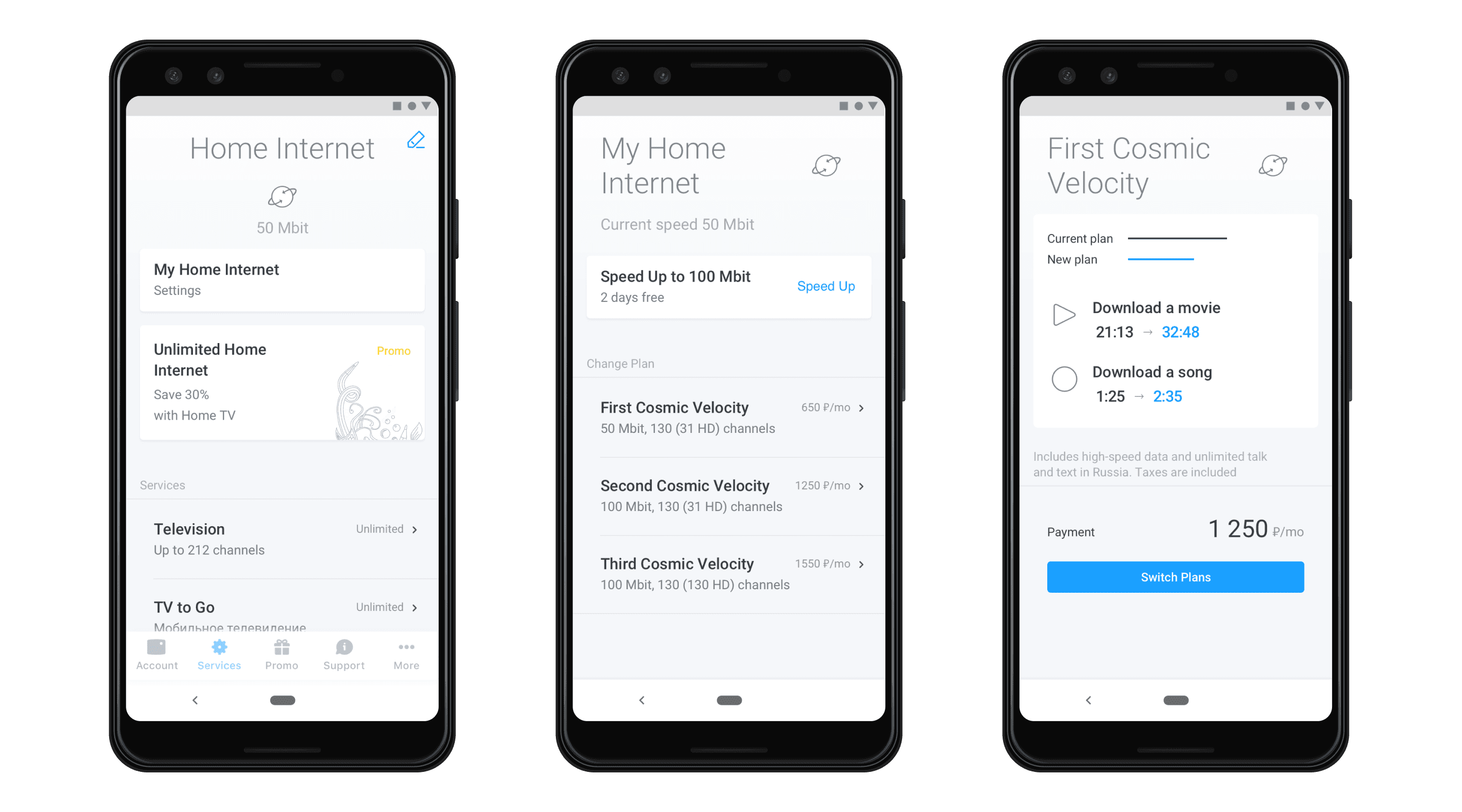 Services, Current plan, New plan